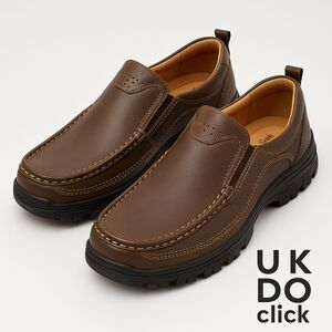 Dream Seek Men’s Slip-On Loafers Brown Comfort Casual Shoes Size 7.5